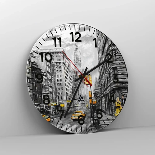 Wall clock - Clock on glass - New York Tale - 40x40 cm