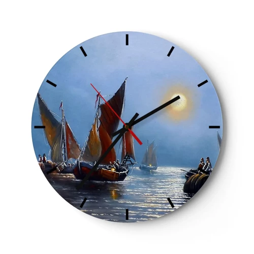 Wall clock - Clock on glass - Night Hunt - 30x30 cm