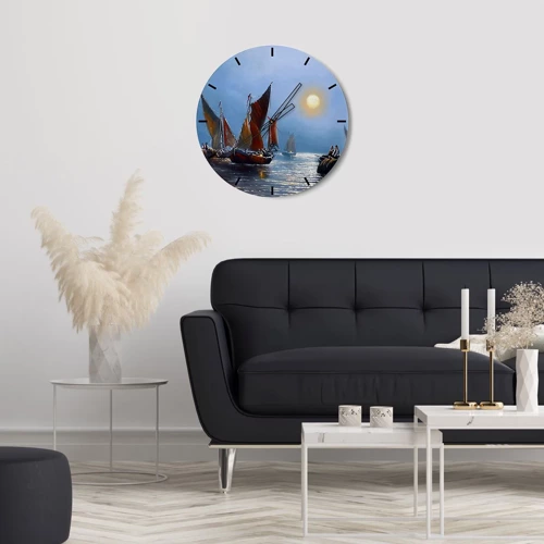 Wall clock - Clock on glass - Night Hunt - 30x30 cm