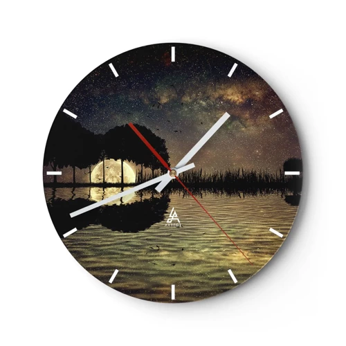 Wall clock - Clock on glass - Night at the Edge of the World - 30x30 cm