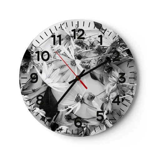 Wall clock - Clock on glass - No-Bouquet of Flowers - 30x30 cm