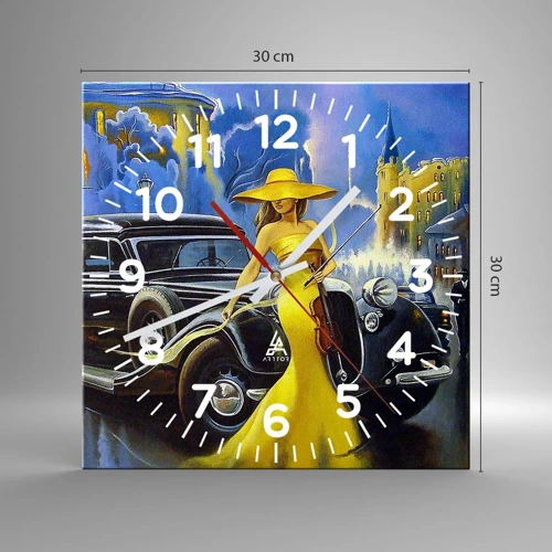 Wall clock - Clock on glass - Nocturne for Violin and Love - 30x30 cm