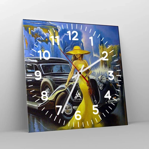 Wall clock - Clock on glass - Nocturne for Violin and Love - 30x30 cm