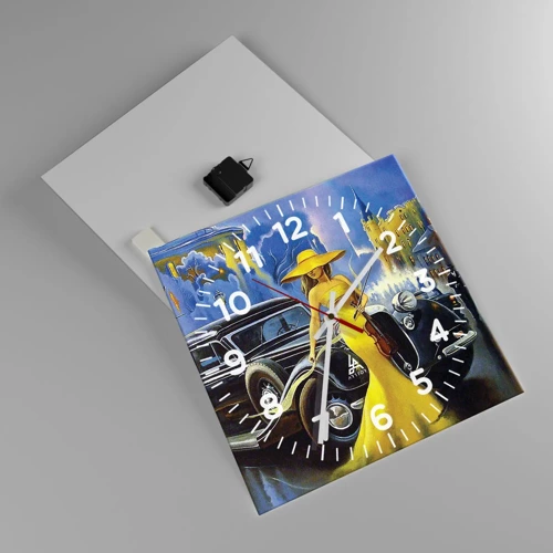 Wall clock - Clock on glass - Nocturne for Violin and Love - 40x40 cm