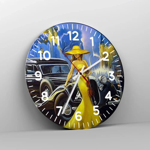 Wall clock - Clock on glass - Nocturne for Violin and Love - 40x40 cm