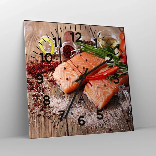 Wall clock - Clock on glass - Norwegian Adventure in the Kitchen - 30x30 cm