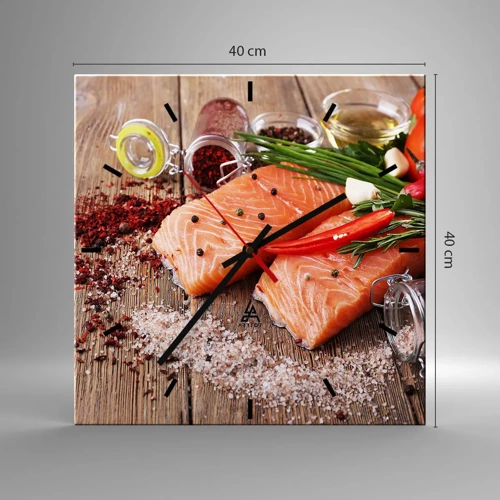 Wall clock - Clock on glass - Norwegian Adventure in the Kitchen - 40x40 cm