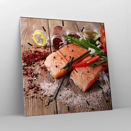 Wall clock - Clock on glass - Norwegian Adventure in the Kitchen - 40x40 cm