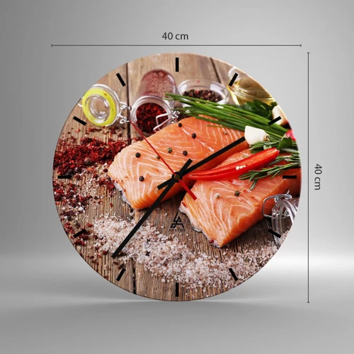 Wall clock - Clock on glass - Norwegian Adventure in the Kitchen - 40x40 cm