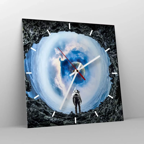 Wall clock - Clock on glass - Not Far from Home - 30x30 cm