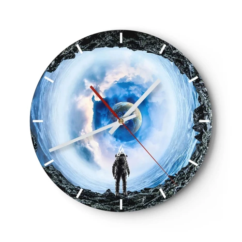 Wall clock - Clock on glass - Not Far from Home - 40x40 cm