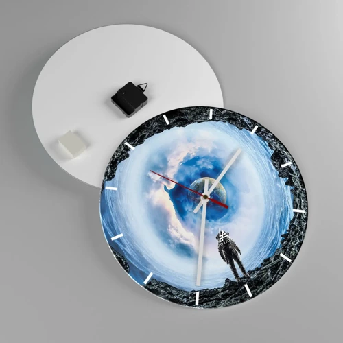 Wall clock - Clock on glass - Not Far from Home - 40x40 cm