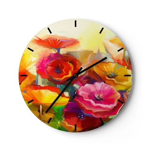 Wall clock - Clock on glass - Not Only Red - 30x30 cm