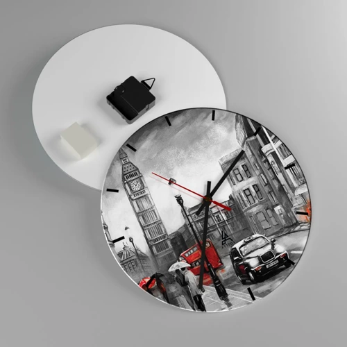 Wall clock - Clock on glass - Not Such a Grey City - 30x30 cm