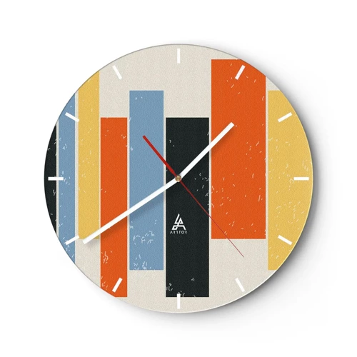 Wall clock - Clock on glass - Notation of Music - 30x30 cm