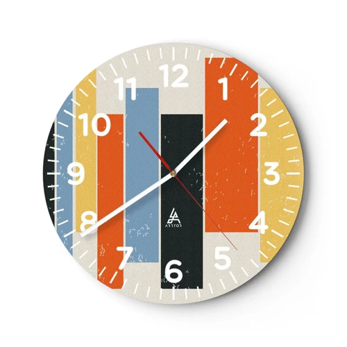 Wall clock - Clock on glass - Notation of Music - 30x30 cm