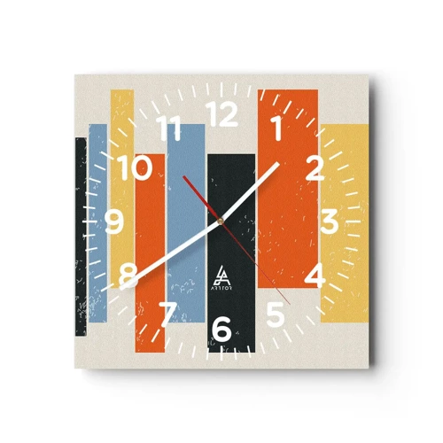 Wall clock - Clock on glass - Notation of Music - 40x40 cm