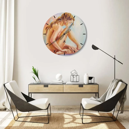 Wall clock - Clock on glass - Nude of Youth - 30x30 cm