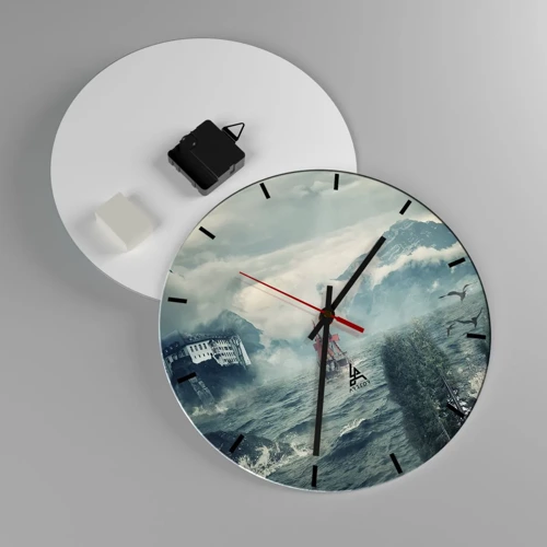 Wall clock - Clock on glass - On Magical Waters - 30x30 cm