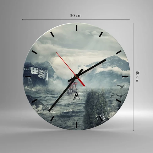 Wall clock - Clock on glass - On Magical Waters - 30x30 cm