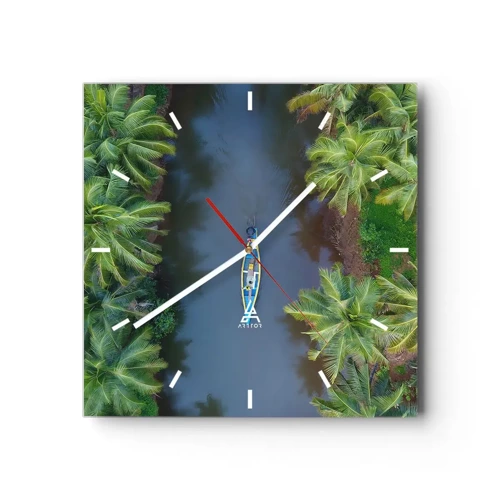 Wall clock - Clock on glass - On Tropical Trail - 30x30 cm