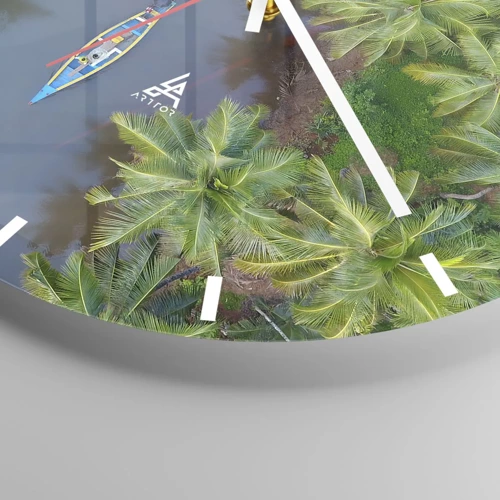 Wall clock - Clock on glass - On Tropical Trail - 30x30 cm