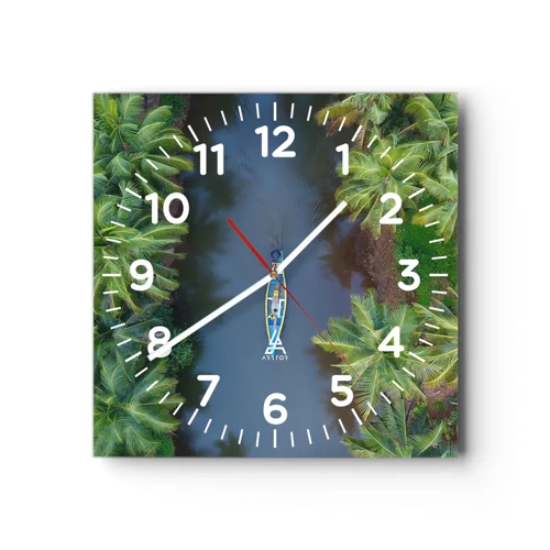 Wall clock - Clock on glass - On Tropical Trail - 30x30 cm