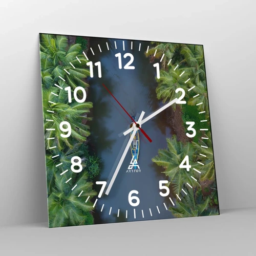 Wall clock - Clock on glass - On Tropical Trail - 30x30 cm