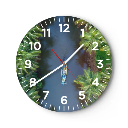 Wall clock - Clock on glass - On Tropical Trail - 30x30 cm