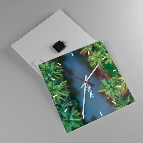 Wall clock - Clock on glass - On Tropical Trail - 40x40 cm