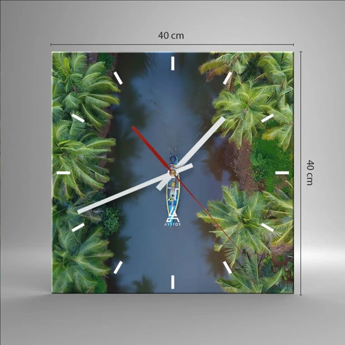 Wall clock - Clock on glass - On Tropical Trail - 40x40 cm