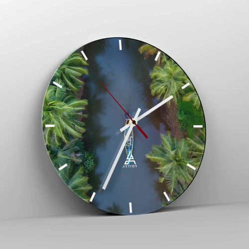 Wall clock - Clock on glass - On Tropical Trail - 40x40 cm