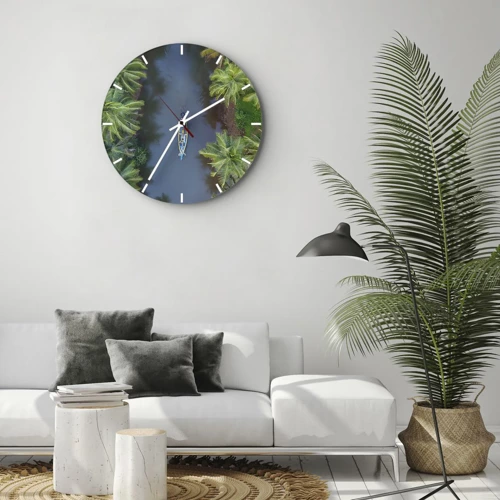 Wall clock - Clock on glass - On Tropical Trail - 40x40 cm