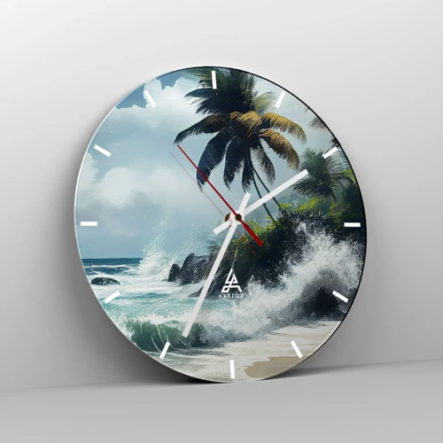 Wall clock - Clock on glass - On a Tropical Shore - 30x30 cm