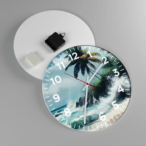 Wall clock - Clock on glass - On a Tropical Shore - 30x30 cm