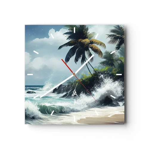 Wall clock - Clock on glass - On a Tropical Shore - 40x40 cm