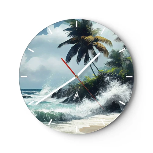 Wall clock - Clock on glass - On a Tropical Shore - 40x40 cm