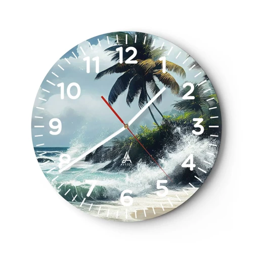 Wall clock - Clock on glass - On a Tropical Shore - 40x40 cm