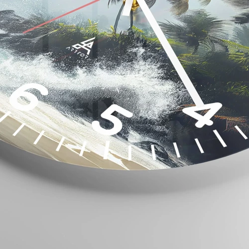 Wall clock - Clock on glass - On a Tropical Shore - 40x40 cm