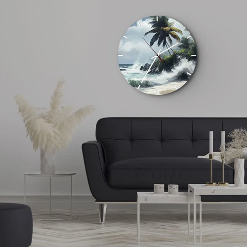 Wall clock - Clock on glass - On a Tropical Shore - 40x40 cm