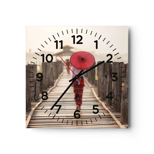 Wall clock - Clock on glass - On an Old Bridge - 40x40 cm