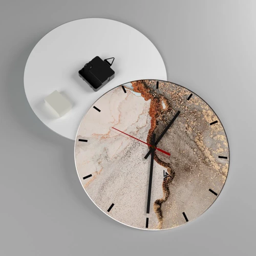 Wall clock - Clock on glass - On the Border of Colours - 30x30 cm