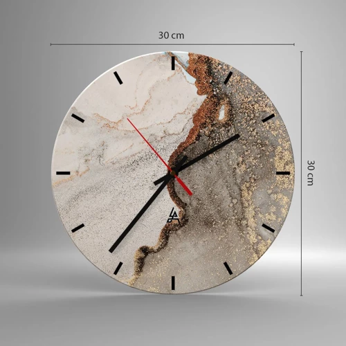 Wall clock - Clock on glass - On the Border of Colours - 30x30 cm