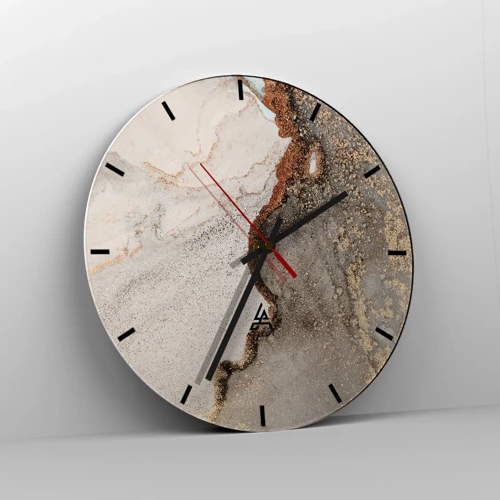 Wall clock - Clock on glass - On the Border of Colours - 30x30 cm