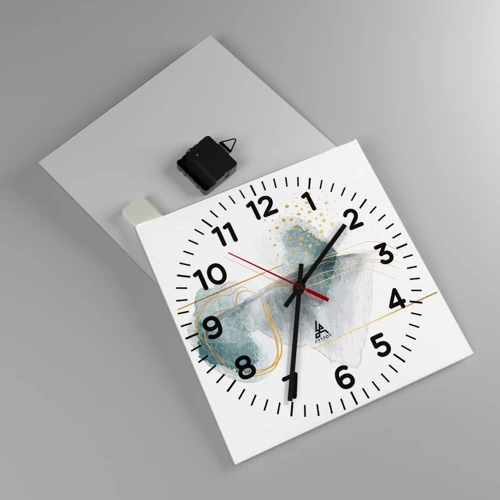 Wall clock - Clock on glass - On the Relationships of Grey and Gold - 30x30 cm