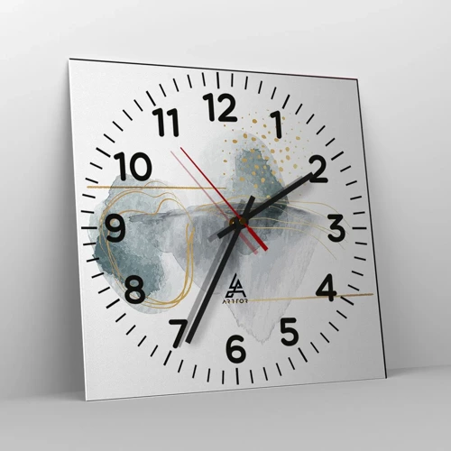 Wall clock - Clock on glass - On the Relationships of Grey and Gold - 30x30 cm