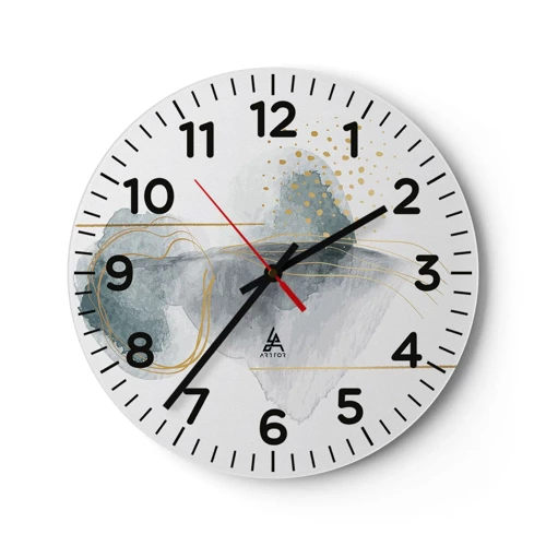 Wall clock - Clock on glass - On the Relationships of Grey and Gold - 30x30 cm