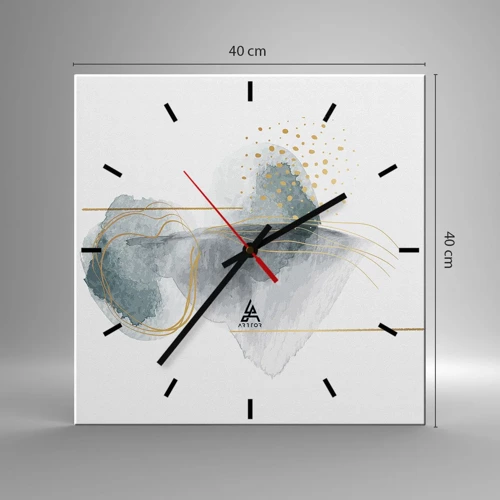 Wall clock - Clock on glass - On the Relationships of Grey and Gold - 40x40 cm