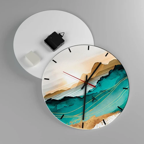 Wall clock - Clock on glass - On the Verge of Abstract - Landscape - 30x30 cm