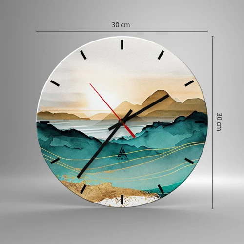 Wall clock - Clock on glass - On the Verge of Abstract - Landscape - 30x30 cm